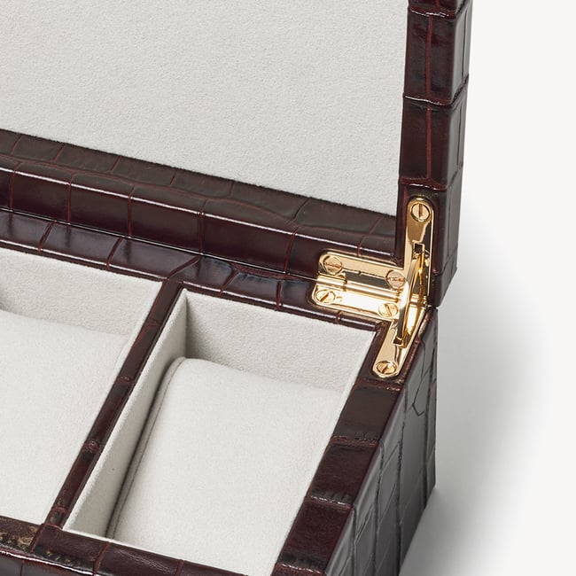 Five Piece Watch Box Deep Shine Amazon Brown Croc