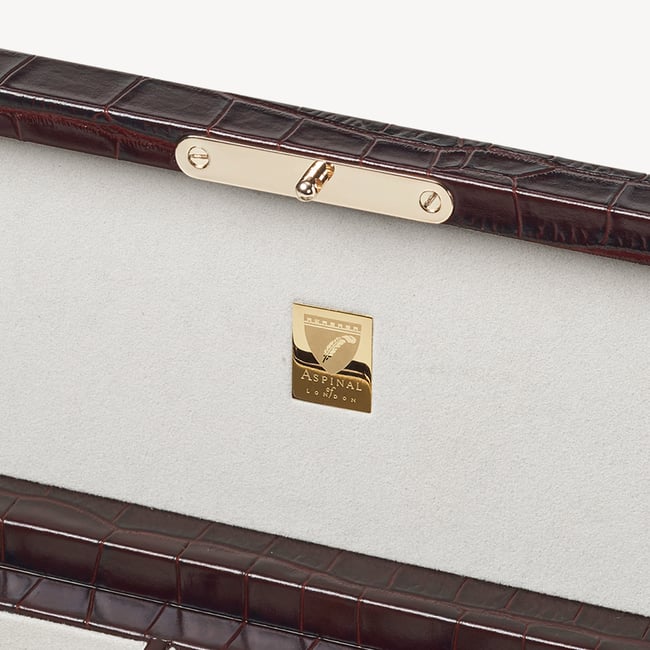 Five Piece Watch Box Deep Shine Amazon Brown Croc