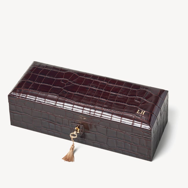 Five Piece Watch Box Deep Shine Amazon Brown Croc