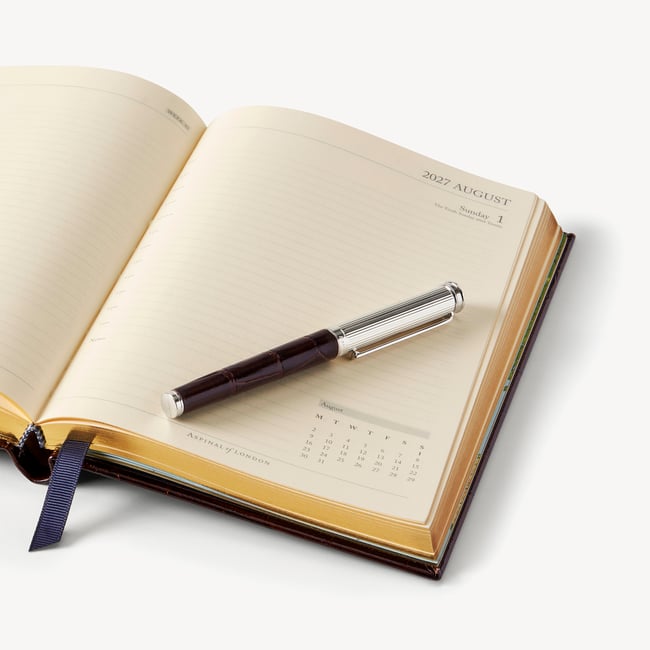 2027 A5 Day to Page Diary & Pen Set Deep Shine Amazon Brown Croc