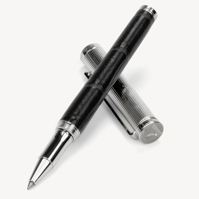 2027 A5 Week to View Diary & Pen Set Deep Shine Black Croc