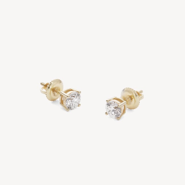 Floating Diamond 1ct Solitaire Stud Earrings  1.03ct Diamond