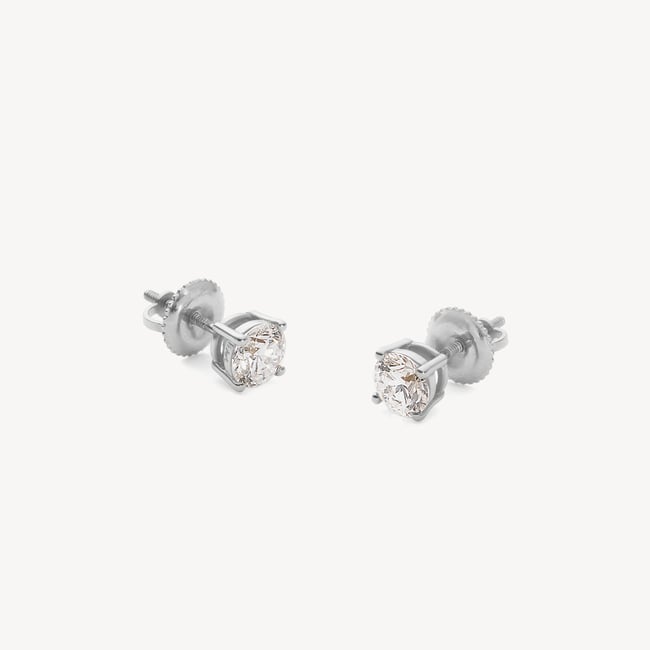 Floating Diamond 1ct Solitaire Stud Earrings  1.03ct Diamond