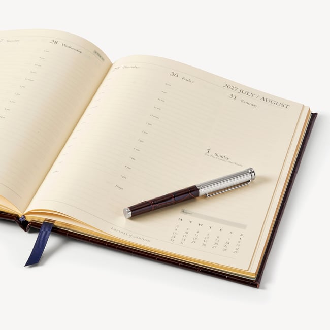 2027 A4 Week to View Diary & Pen Set Deep Shine Amazon Brown Croc