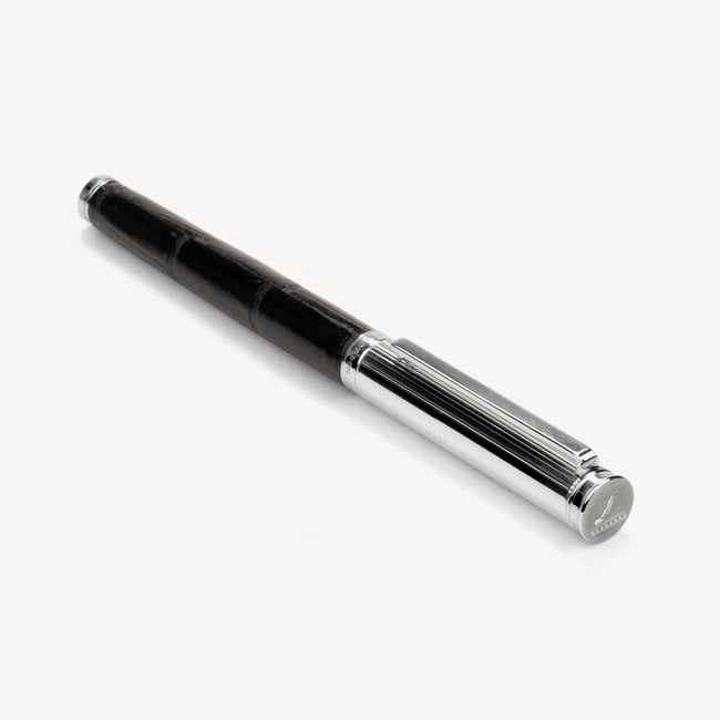 2027 A4 Week to View Diary & Pen Set Deep Shine Black Croc