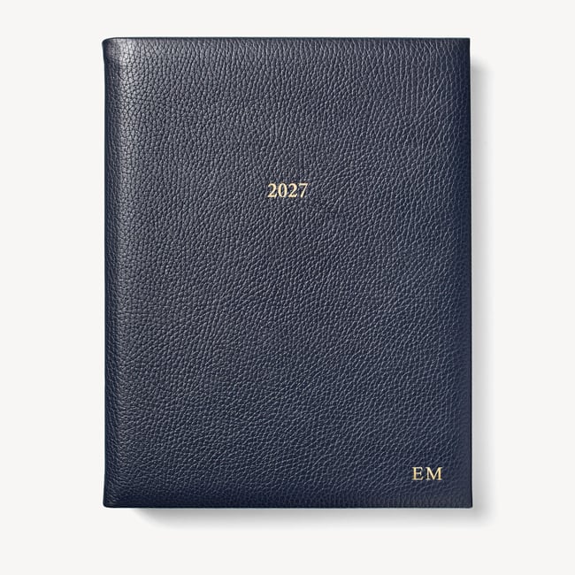 2027 A4 Day to Page Diary & Pen Set Navy Pebble