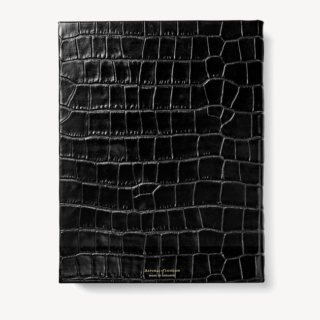 2027 A4 Day to Page Diary & Pen Set Deep Shine Black Croc