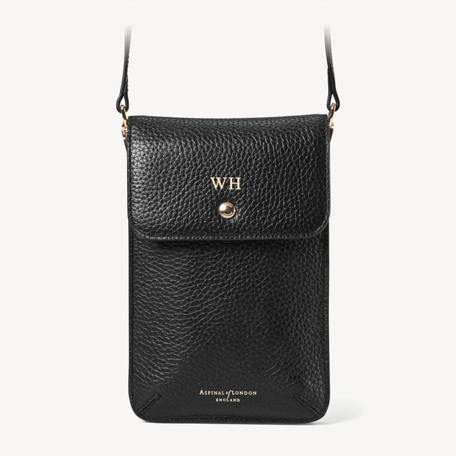 Duo Phone Crossbody Pouch Black Pebble