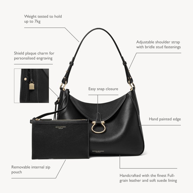 Bella Hobo Black Milled Pebble