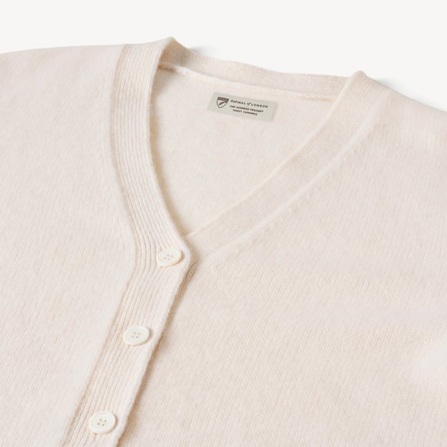 V-Neck Cashmere Cardigan Chalk