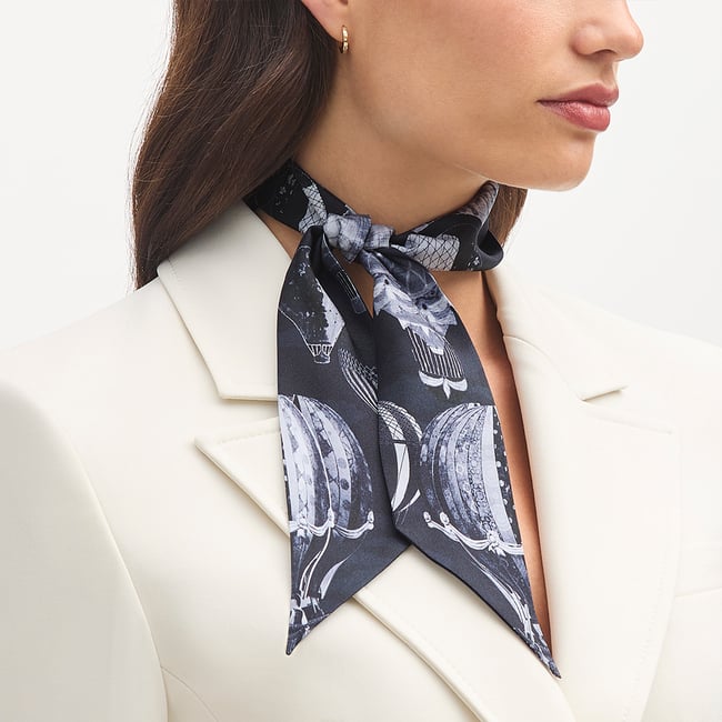 Skinny Silk Scarf Monochrome Pure Silk