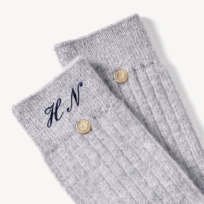 Rib Knit Cashmere Socks Mid Grey Melange Cashmere