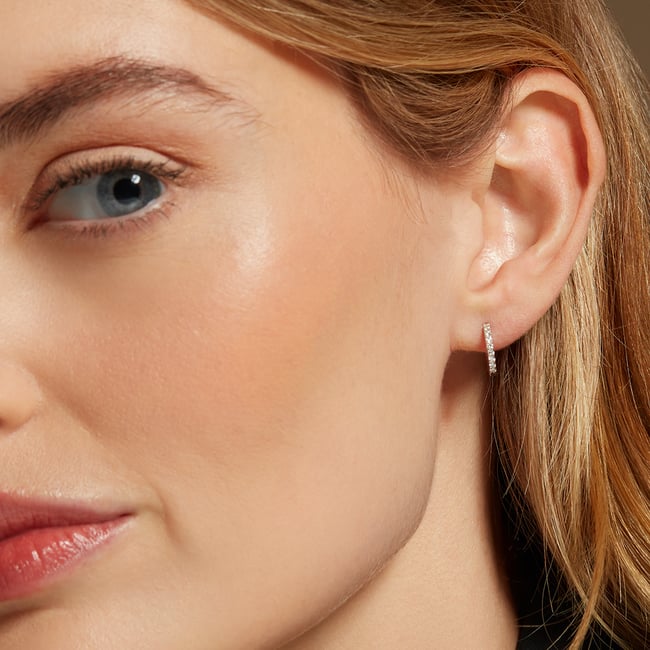 Drop Huggie Earrings 0.16ct Diamond