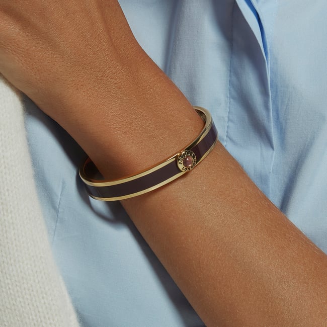 Gemstone Enamel Bangle Fig Enamel, Amethyst & 18ct Gold Plated