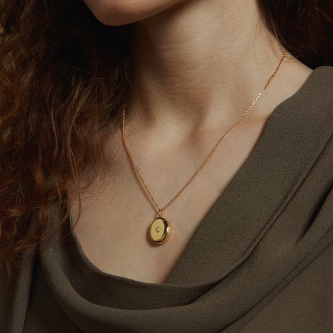 Oval Pearl Locket Necklace Pearl Cabochon & 18ct Gold Vermeil