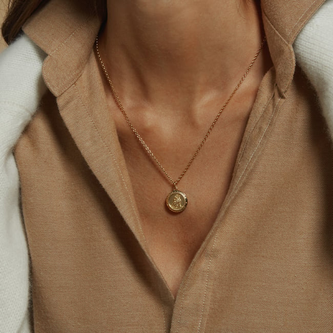 St Christopher Charm Necklace 18ct Gold Vermeil