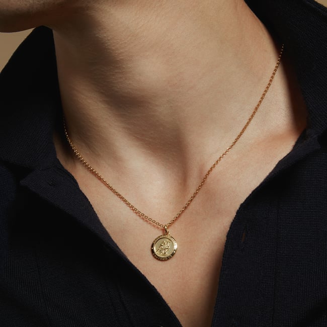 St Christopher Charm Necklace 18ct Gold Vermeil