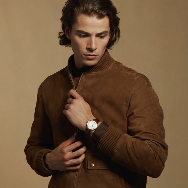 Mount Street Watch Yellow Gold PVD - Deep Shine Chestnut Croc