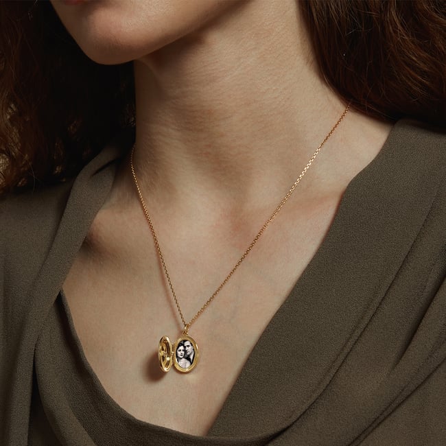 Oval Pearl Locket Necklace Pearl Cabochon & 18ct Gold Vermeil