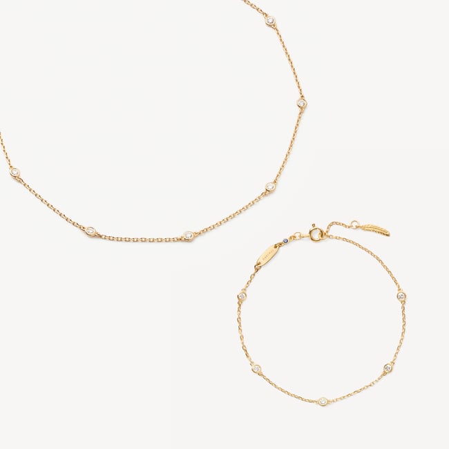 Celeste Necklace & Bracelet Set Diamond & 14ct Solid Gold