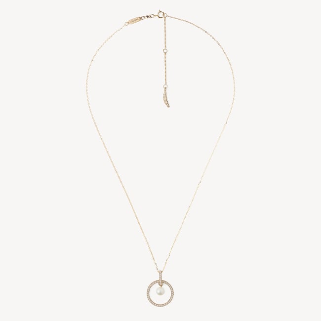 Statement Halo Pendant & Earrings Set Diamond, Pearl & 14ct Solid Gold