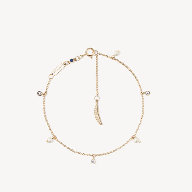 Celeste Drop Necklace, Bracelet & Earrings Set Diamond, Pearl & 14ct Solid Gold