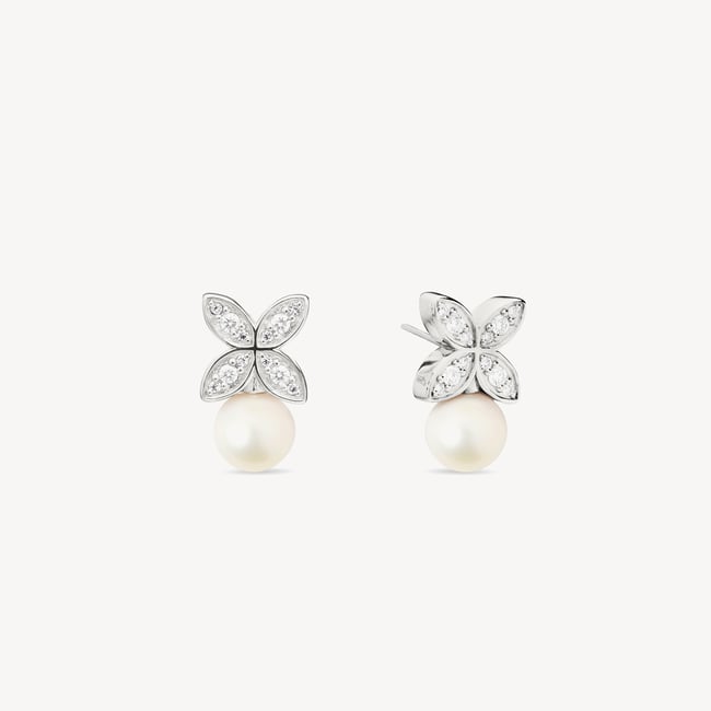 Edwardian Kiss Pendant & Studs Set White Topaz & Sterling Silver 925