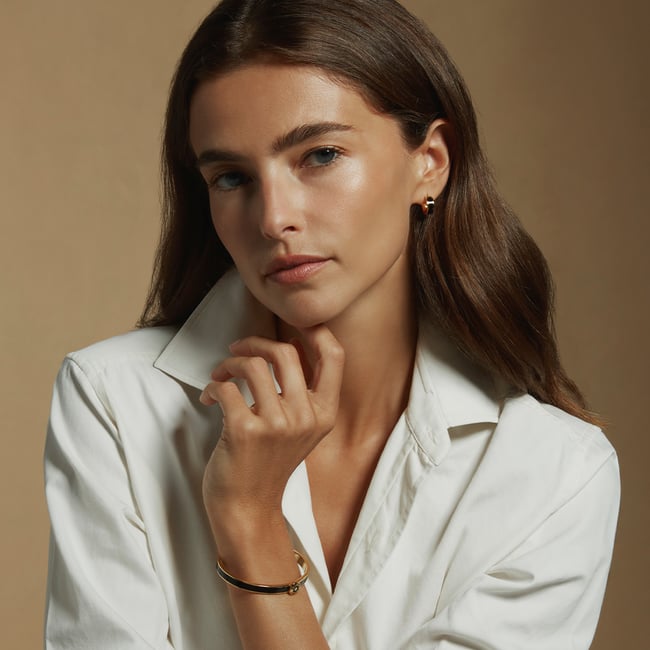 Enamel Earrings & Bangle Set Black Enamel & 18ct Gold Plated