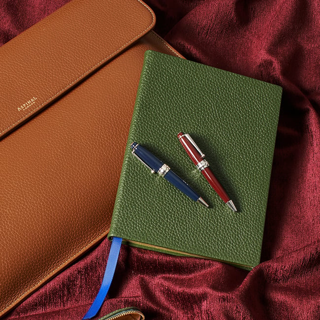 Baby Ballpoint Enamel Pen Navy & Silver Plated