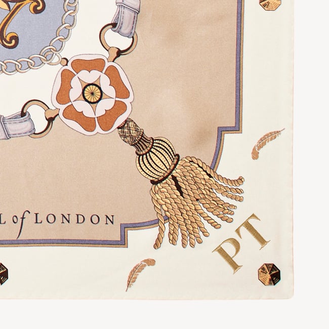 Aspinal Signature Shield Silk Scarf Neutral Pure Silk