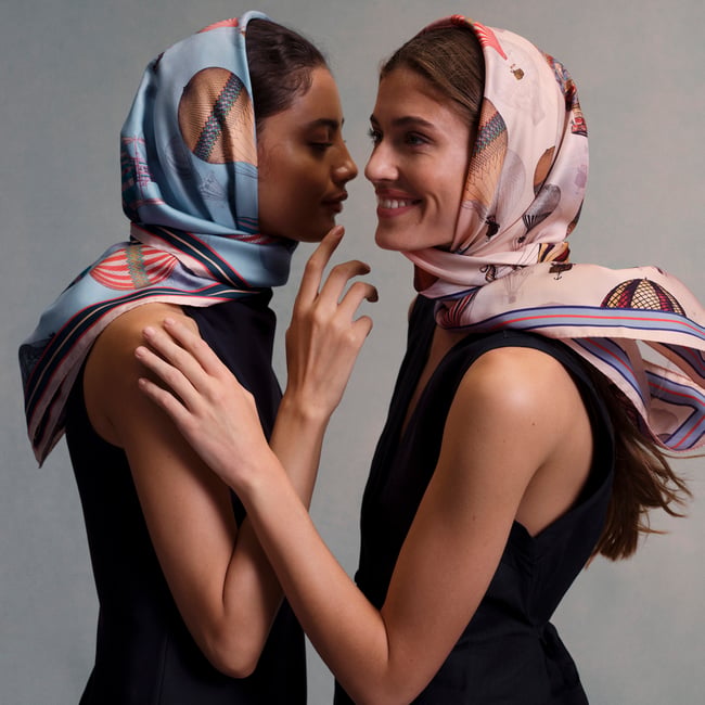 Up Up & Away Silk Scarf Dusky Blue Pure Silk
