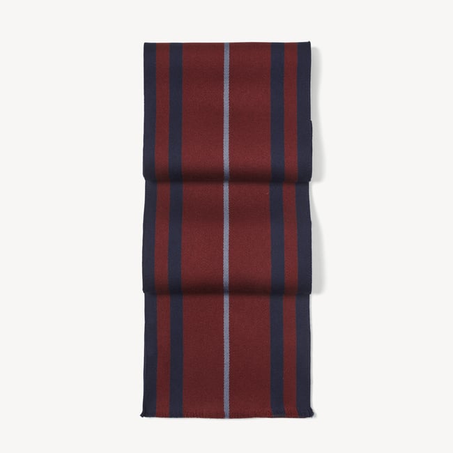 Striped Merino Wool Scarf Navy, Bordeaux & Slate Merino Wool