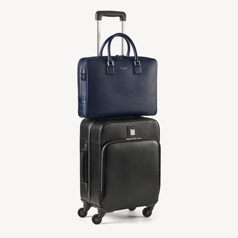 Mount Street Laptop Briefcase Navy Pebble