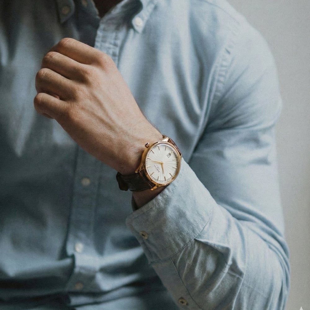 Mount Street Watch Yellow Gold PVD - Deep Shine Chestnut Croc