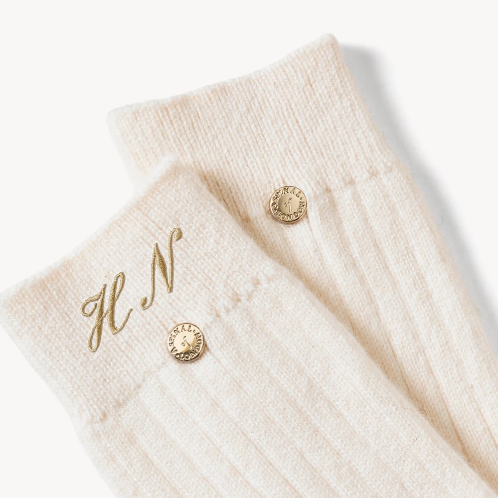 Rib Knit Pure Cashmere Socks