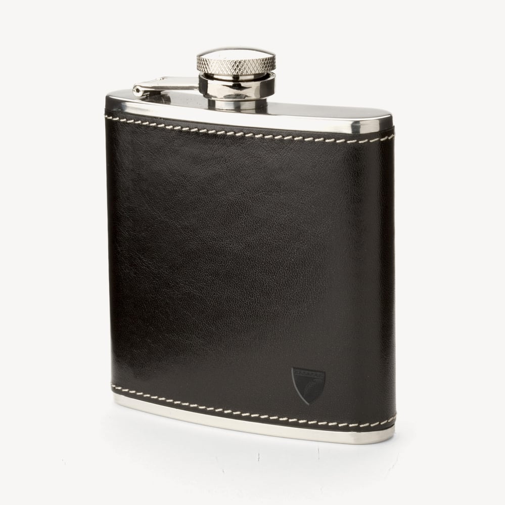 Classic 5oz Leather Hip Flask Smooth Black