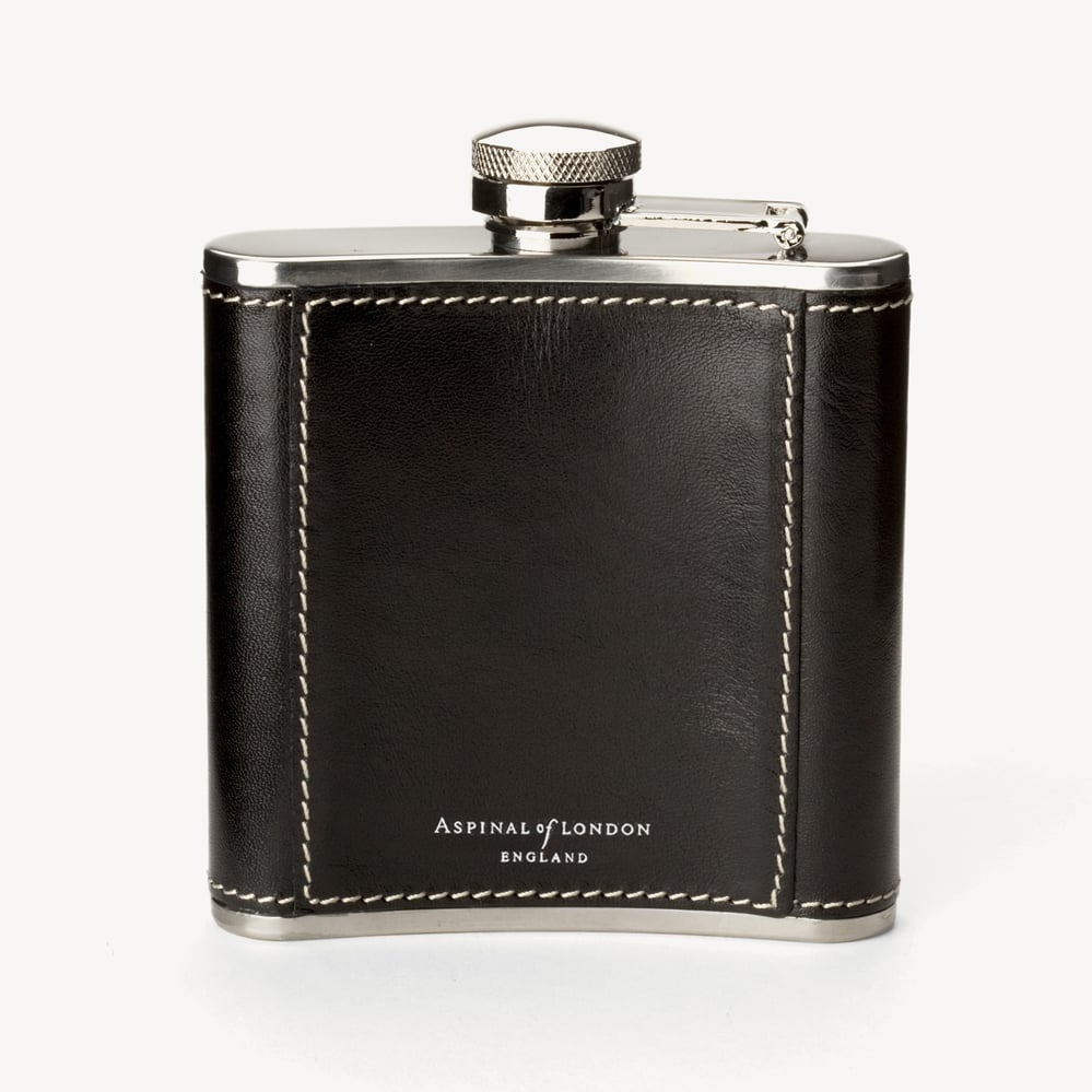 Classic 5oz Leather Hip Flask Smooth Black