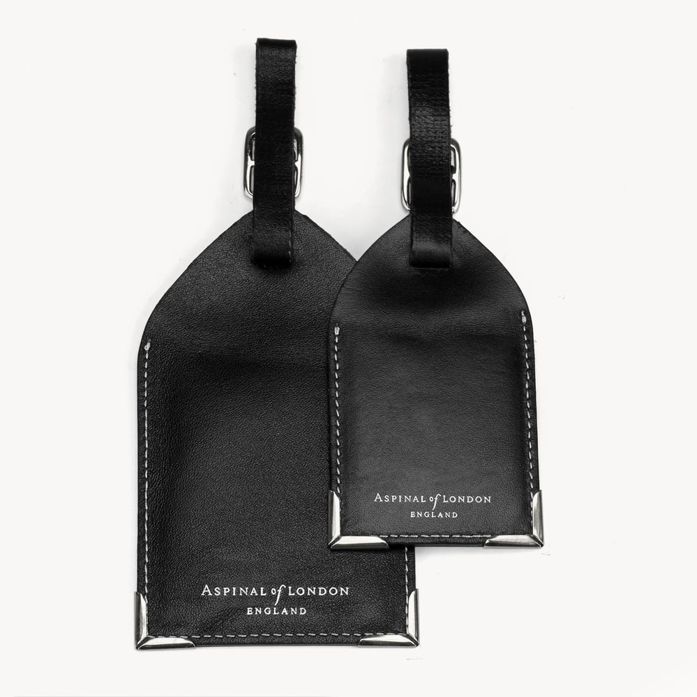 Set of 2 Luggage Tags Smooth Black