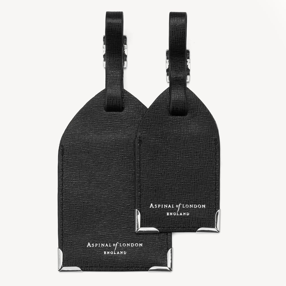 Set of 2 Luggage Tags Black Saffiano