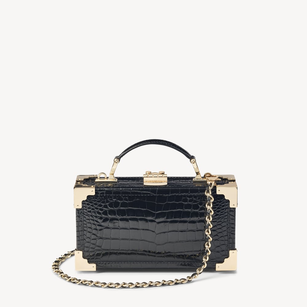 Trinket Box Black Patent Croc