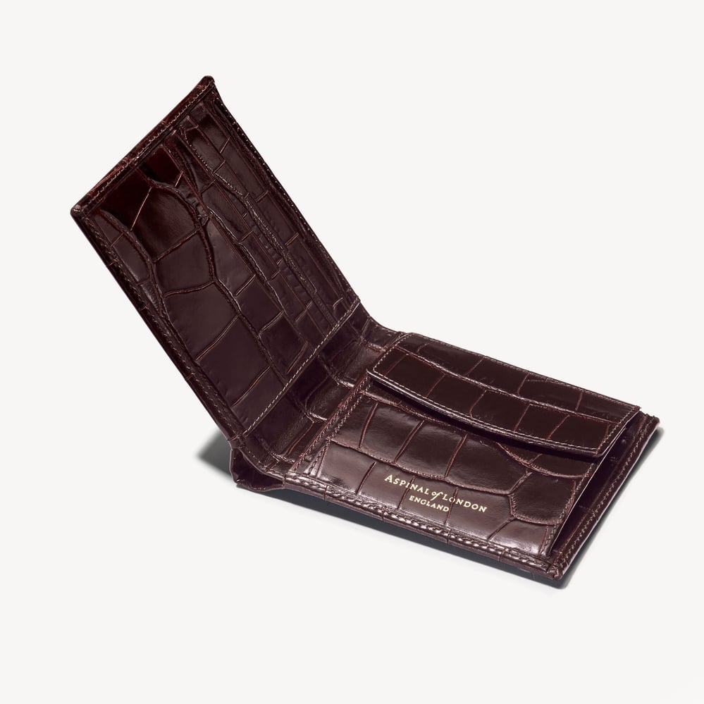 Billfold Coin Wallet Deep Shine Amazon Brown Croc