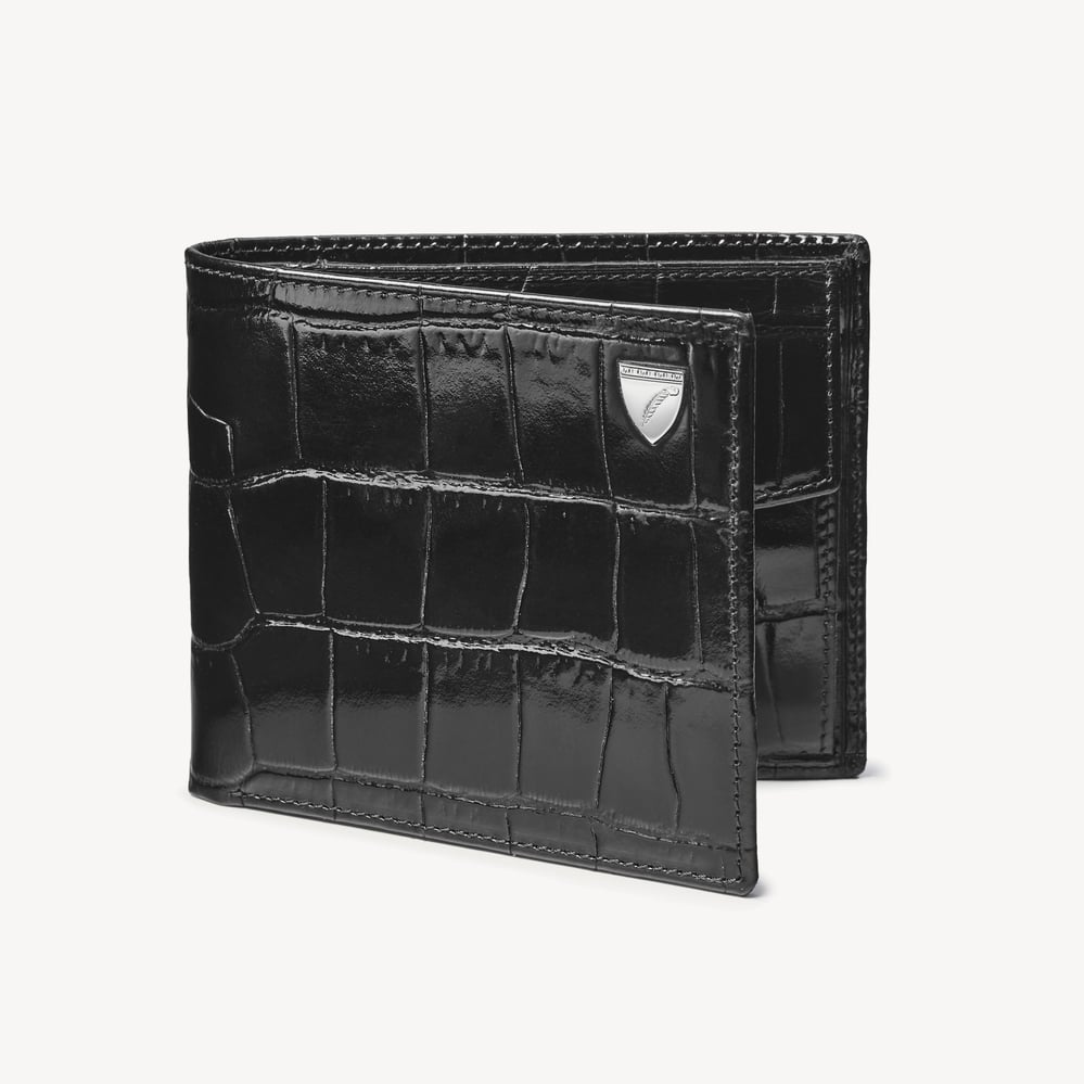 Billfold Coin Wallet Deep Shine Black Croc