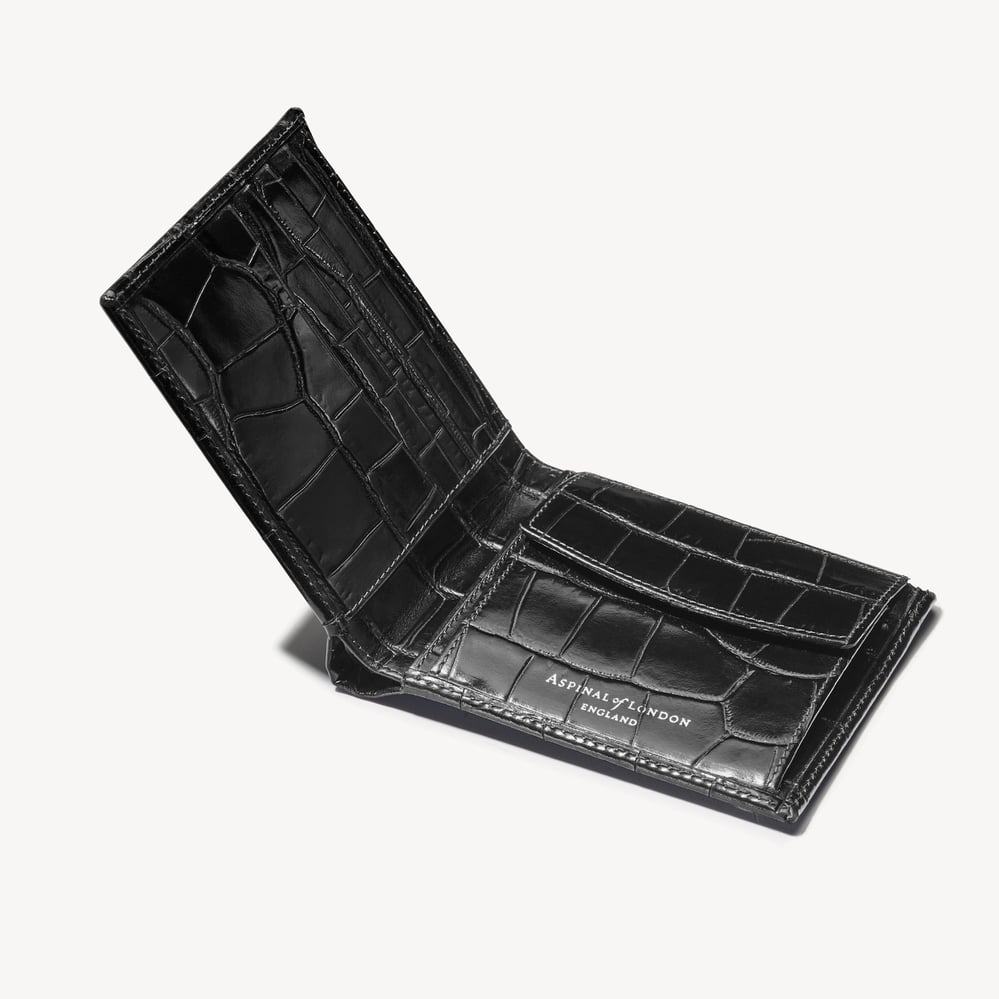 Billfold Coin Wallet Deep Shine Black Croc