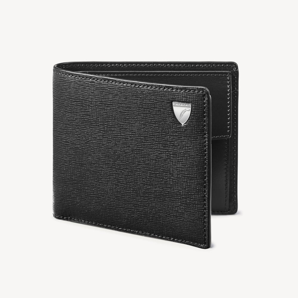 Billfold Coin Wallet Black Saffiano & Smooth Black