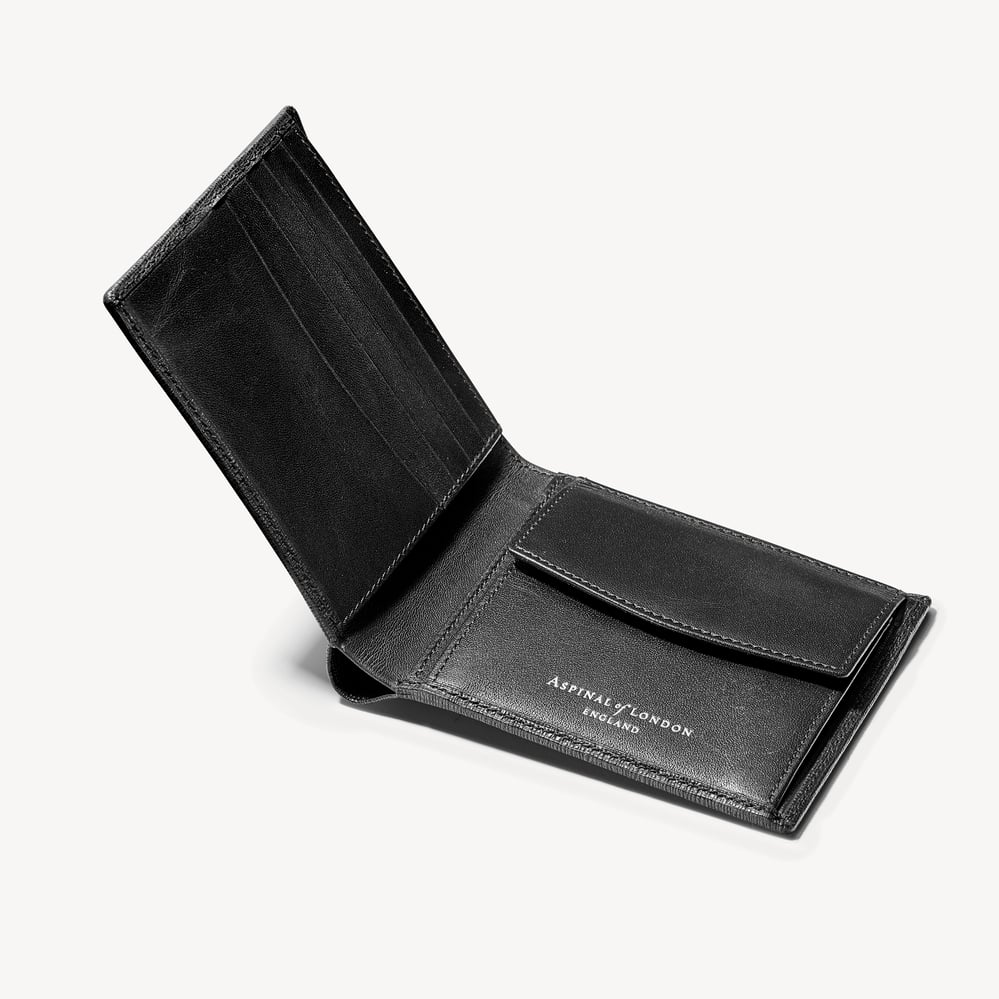 Billfold Coin Wallet Black Saffiano & Smooth Black