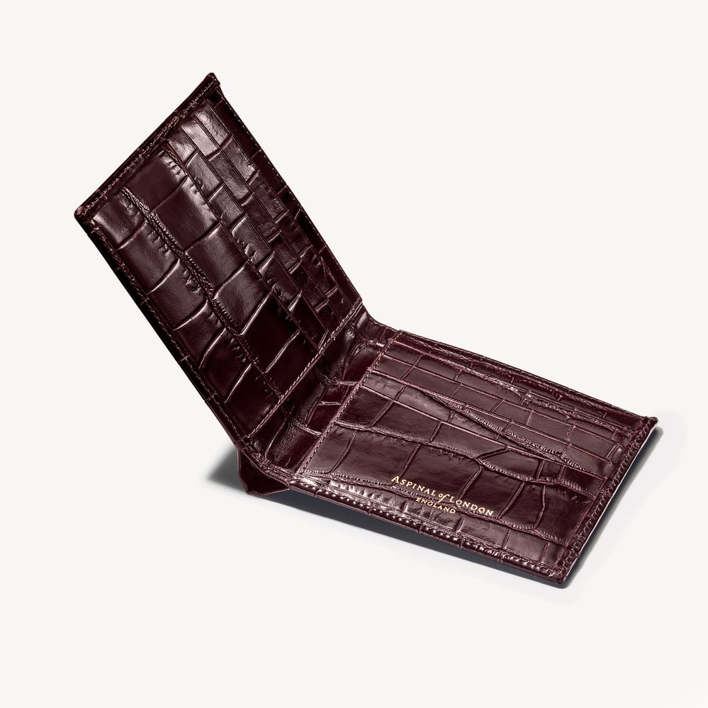 8 Card Billfold Wallet Deep Shine Amazon Brown Croc