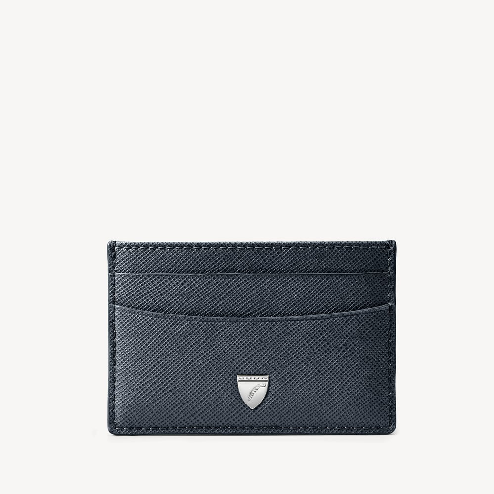 Slim Credit Card Holder  Navy Saffiano