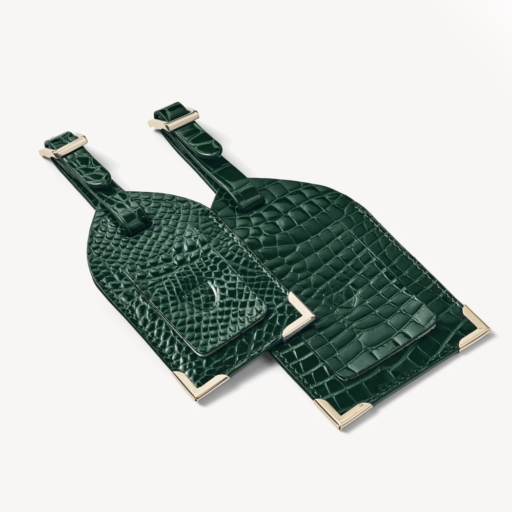 Set of 2 Luggage Tags Evergreen Patent Croc