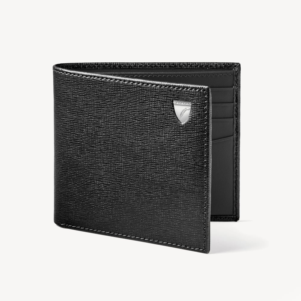 8 Card Billfold Wallet Black Saffiano & Smooth Black