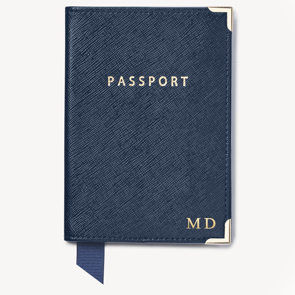 Passport Cover Navy Saffiano